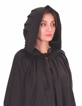 DINA Cotton Black Hooded Cloak – Medieval Viking Timeless Elegance and Practicality